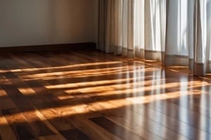 vertical blinds project shadows onto a recently installed hardwood floor in Chesapeake, VA
