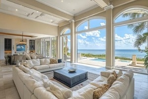 luxurious Virginia Beach oceanfront living room with stunning views and elegant decor