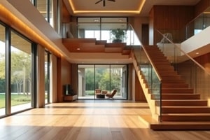 spacious modern home interior with open plan living area